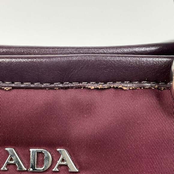 Prada Logo Handbag Tote Bag Nylon Bordeaux BN1841 Women's - Picture 4 of 8